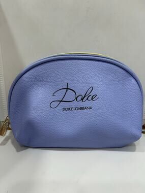 Dolce & Gabbana D&G Beauty Purple Faux Leather Makeup Bag Travel Pouch Zip